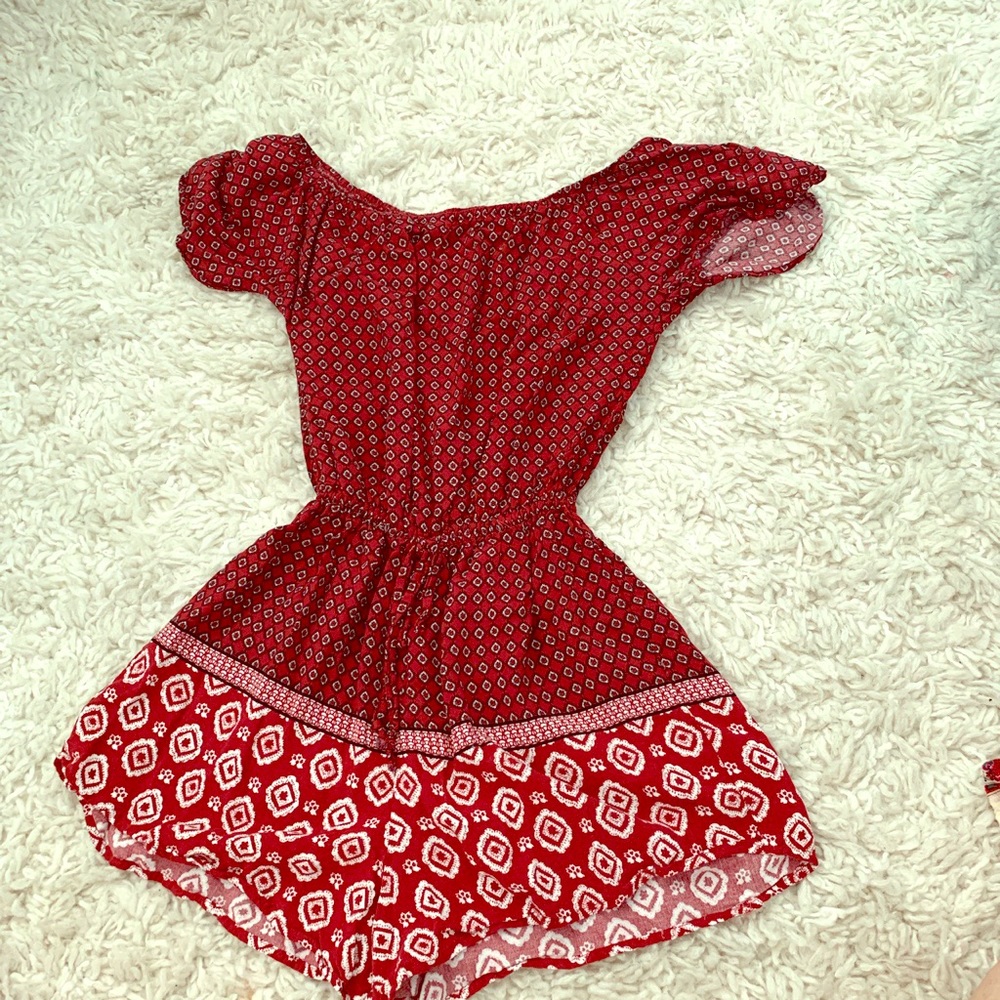 Red/Patterned Romper
